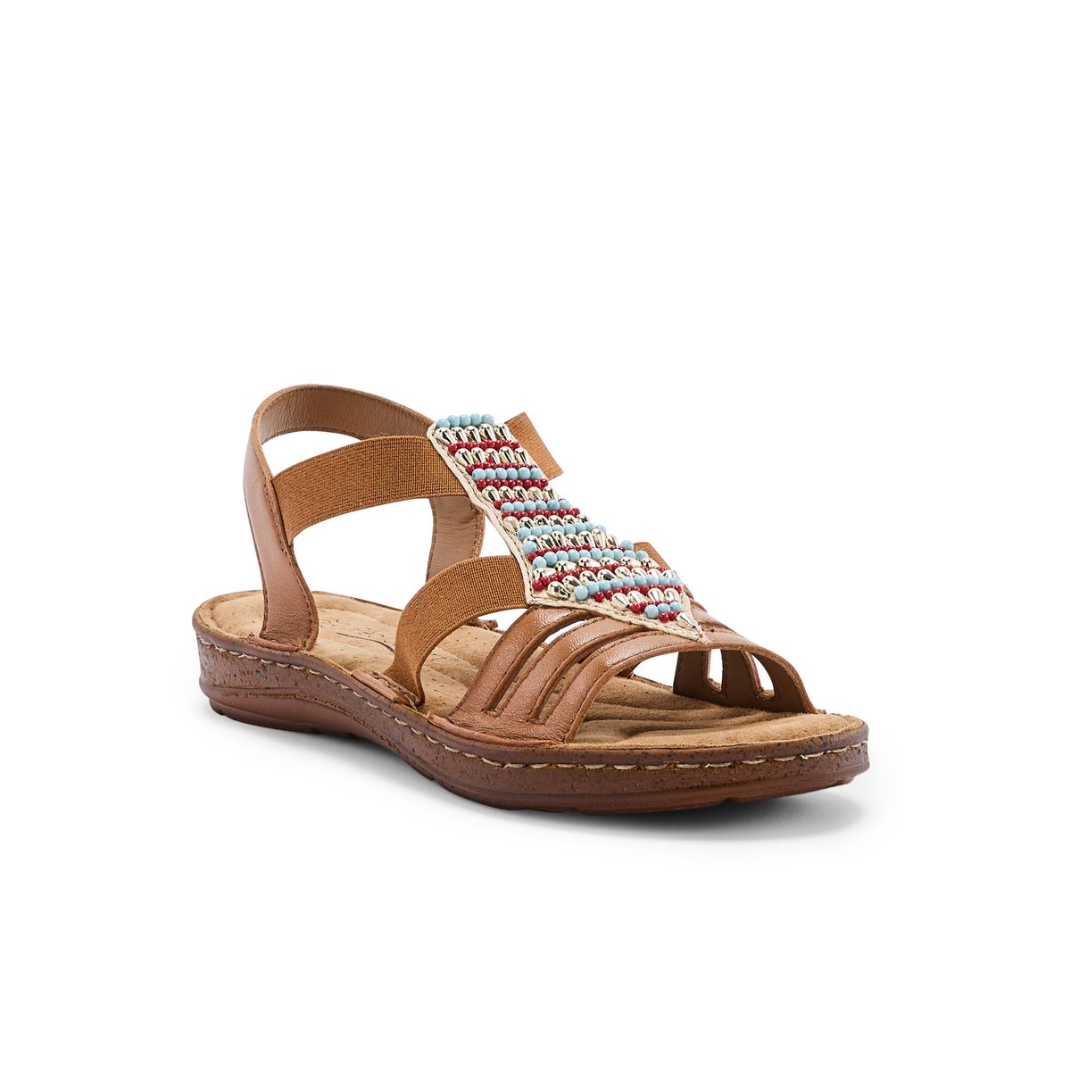 Sandales avec perles fantaisie marron, PEDICONFORT