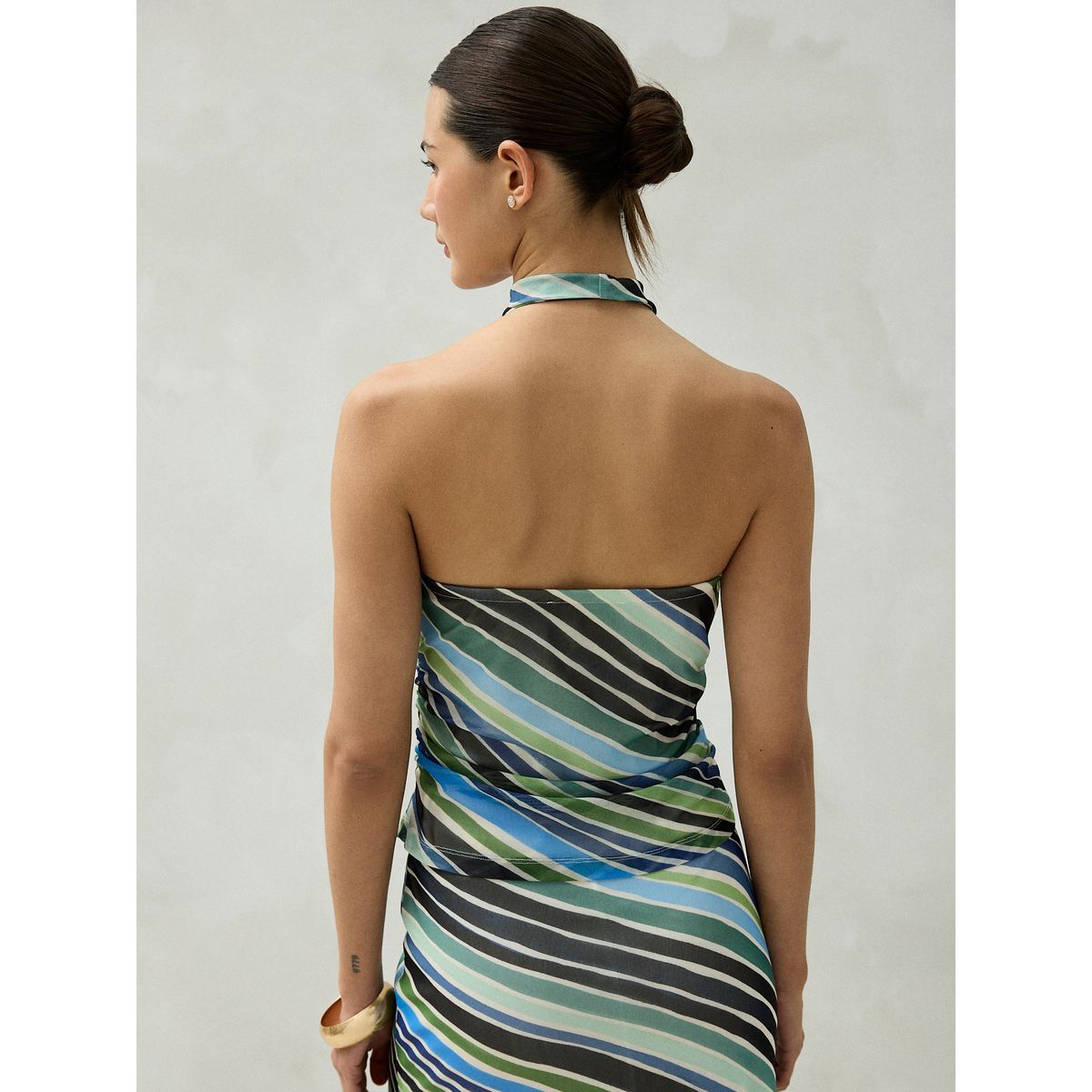 Haut dos nu sans manches en mesh rayure bleu/vert, NEXT