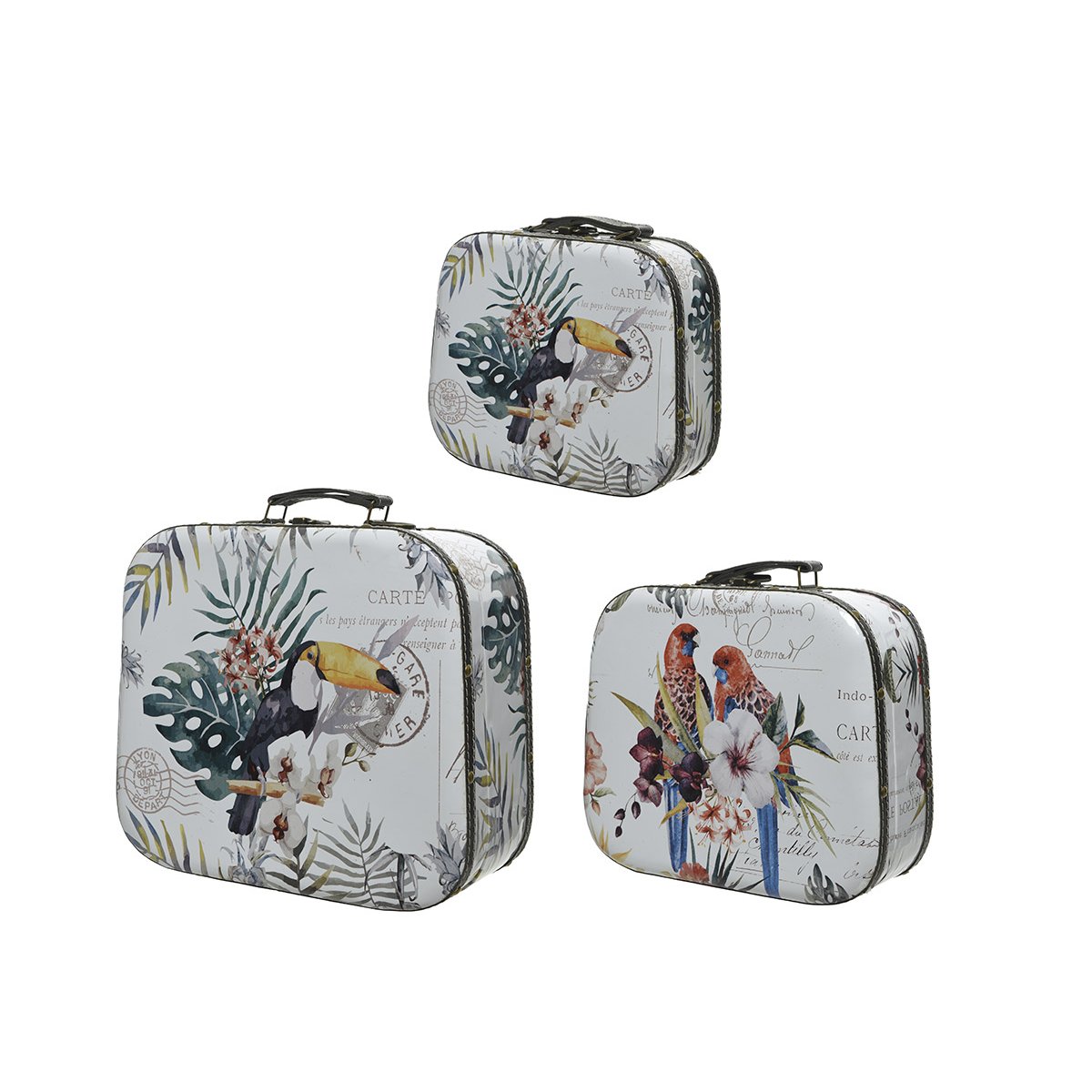 Lot de 3 valisettes exotiques multicolore, JARDIDECO