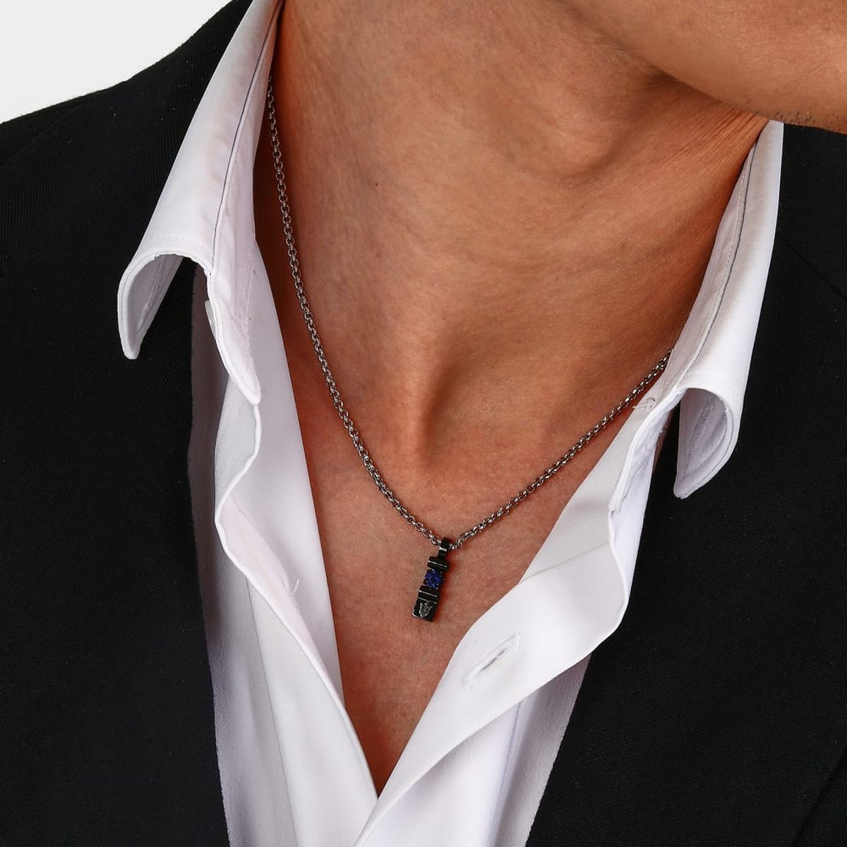 Collier en acier, cristaux, SAPPHIRE gris argenté, MASERATI