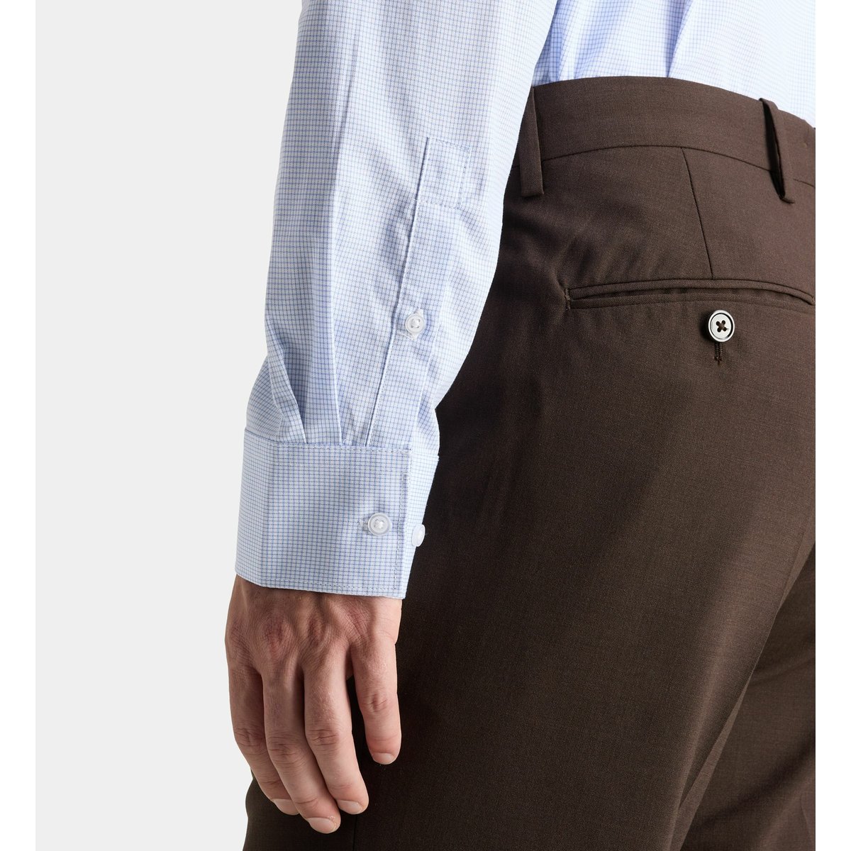 Chemise confort asrcheck micro carreaux en coton bleu clair, GALERIES LAFAYETTE