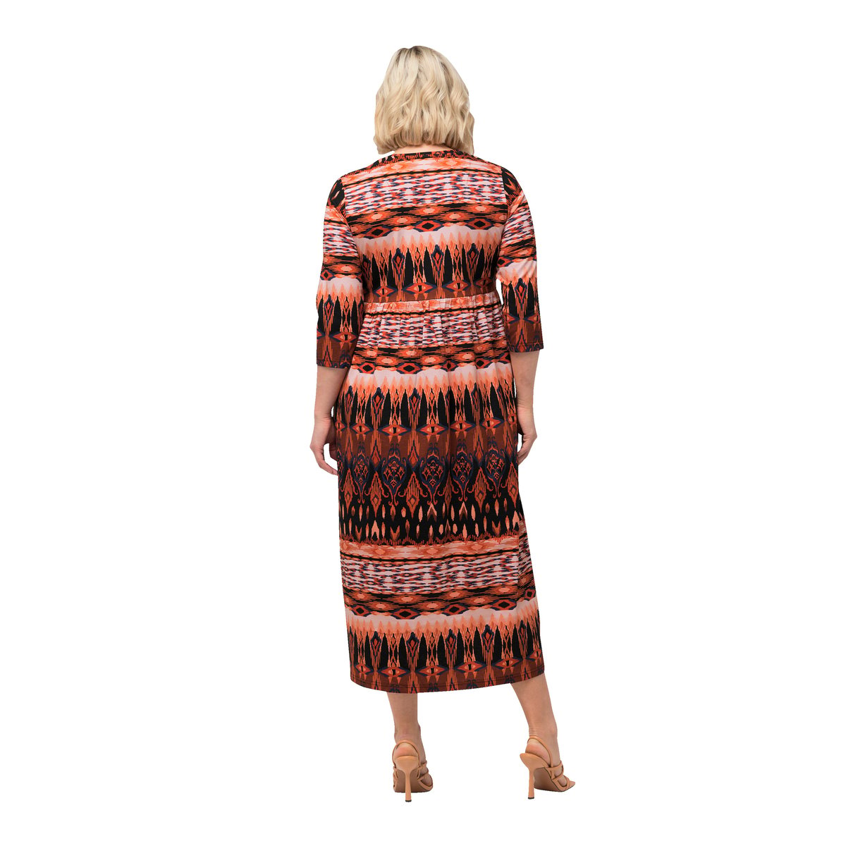 Robe en jersey coupe trapèze. Décolleté rond noir, ULLA POPKEN