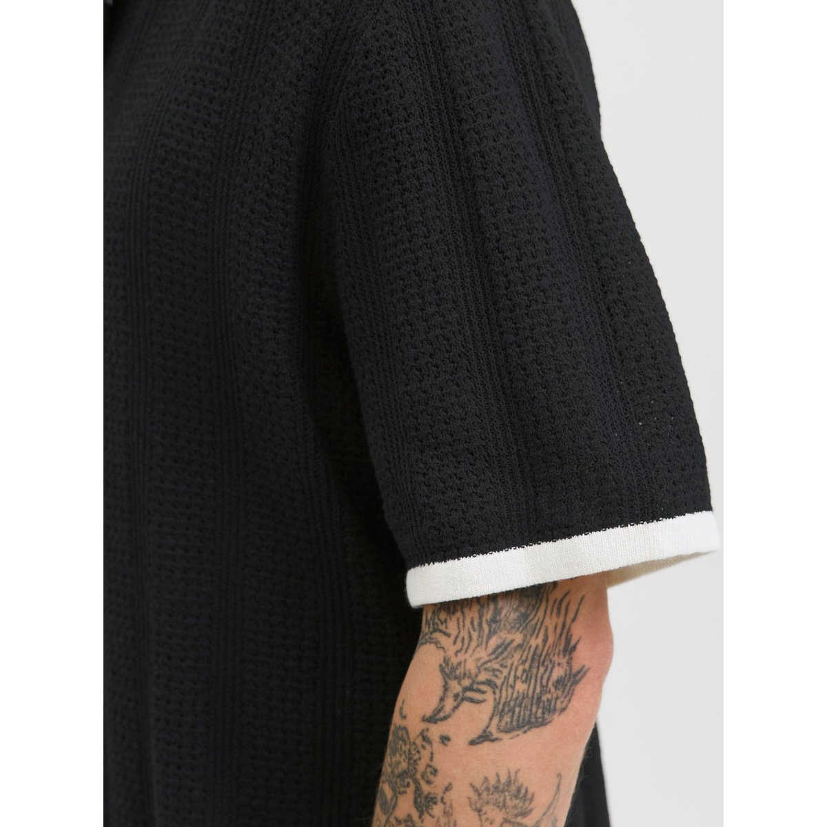 Polo Tricoté noire - black, JACK & JONES