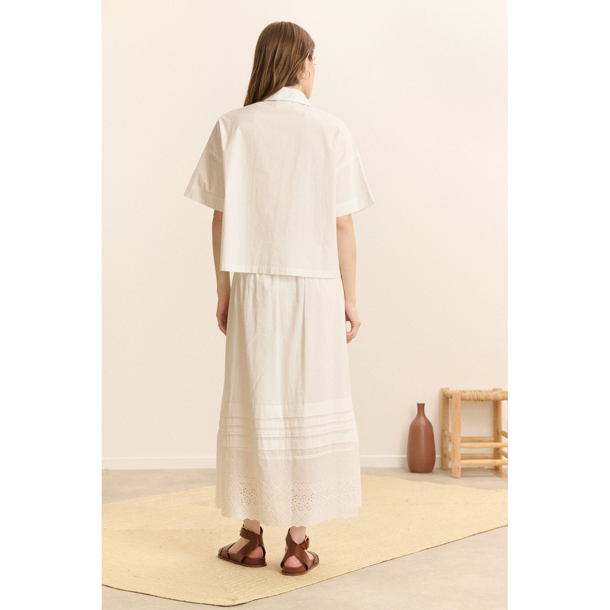 Chemise à manches courtes en popeline CELINE ecru, GARANCE PARIS 