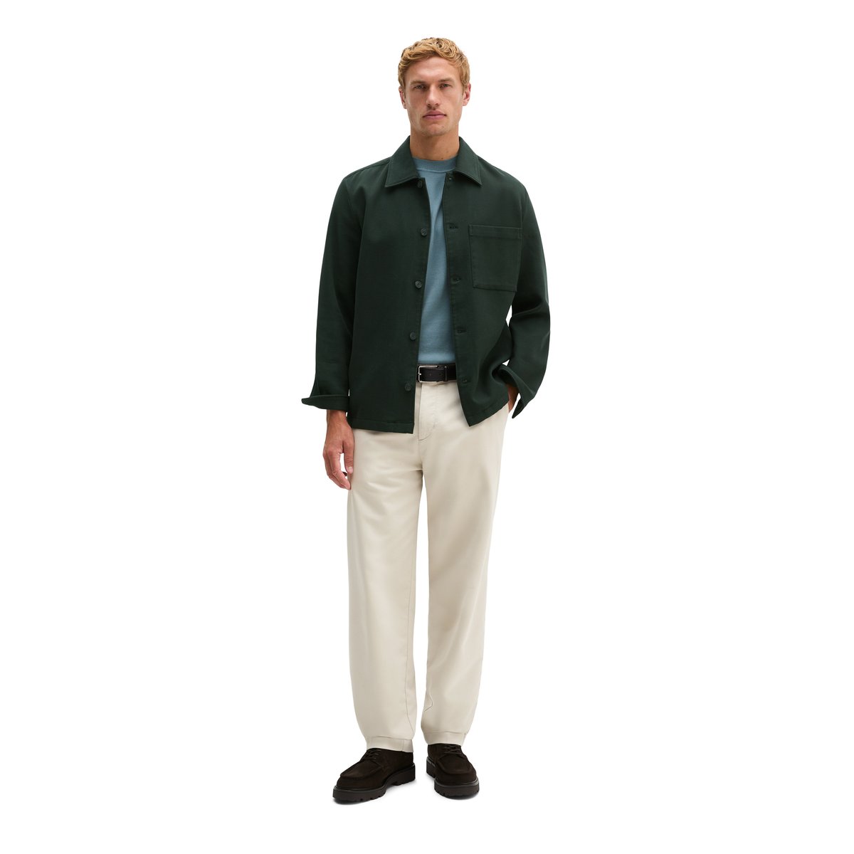 Surchemise en twill de coton bio double épaisseur bleu, MARC O'POLO