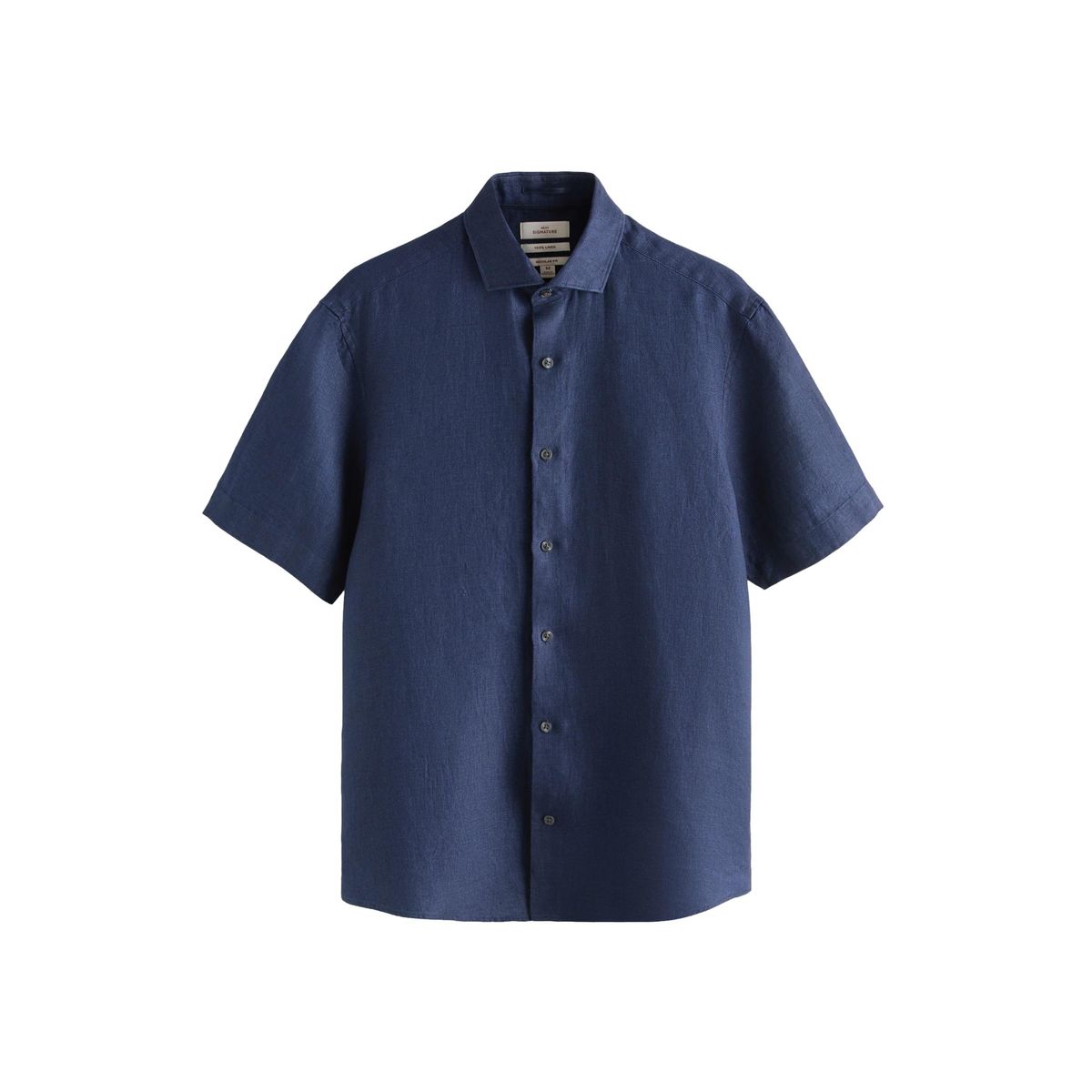 Chemise manches courtes en lin signature bleu, NEXT
