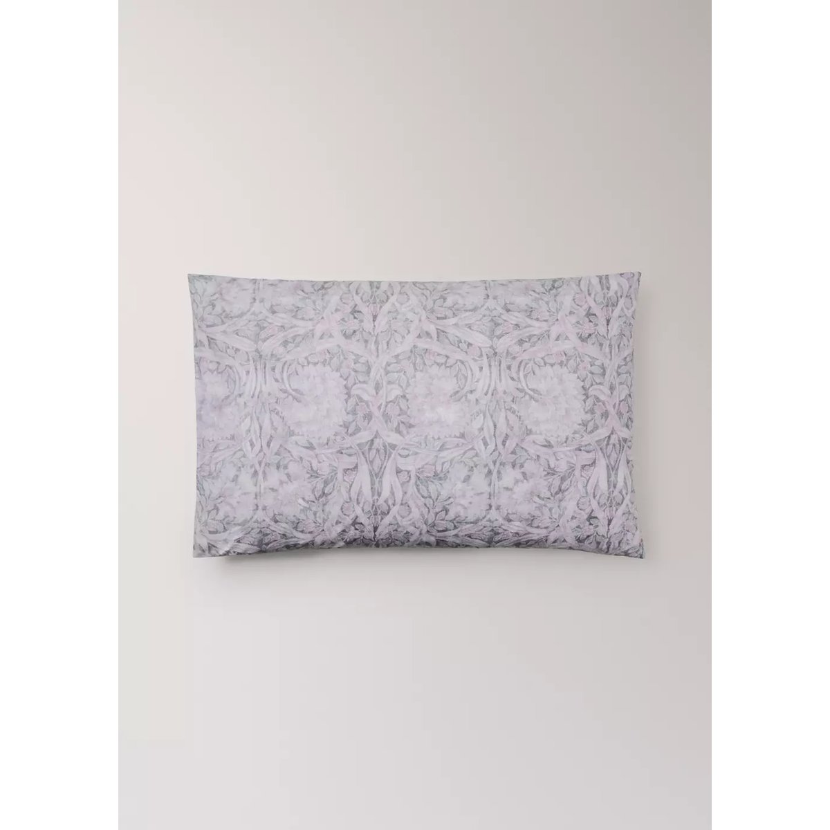 Deux taies d'oreiller percale de coton 200 fils imprimé fleur 50x75 cm gris foncé, MANGO HOME