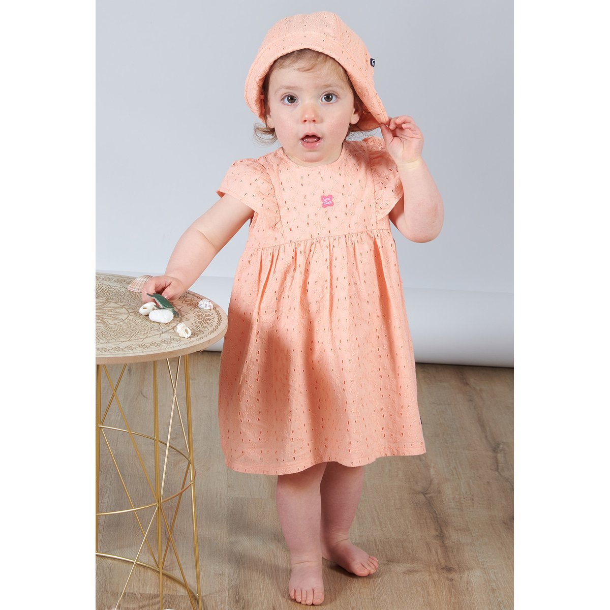Robe louise voile manches courtes bebe orange, SUCRE D'ORGE