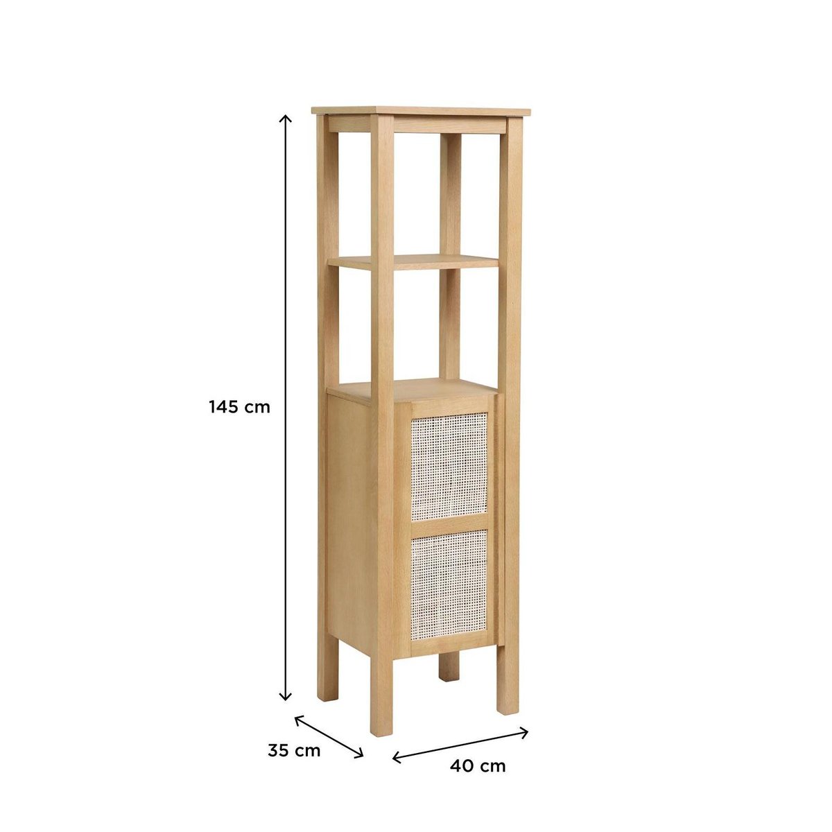 Colonne de salle de bain cannage chêne NESTO bois, MOB IN