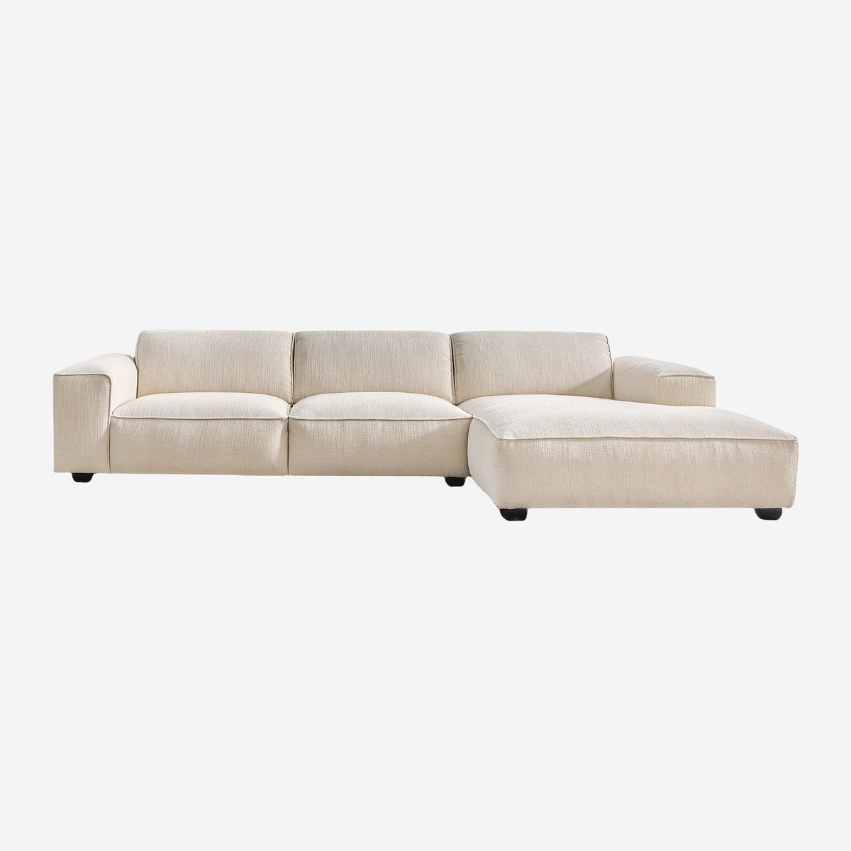 Canapé d'angle en tissu bouclette courte POSADA ll ivoire, HABITAT