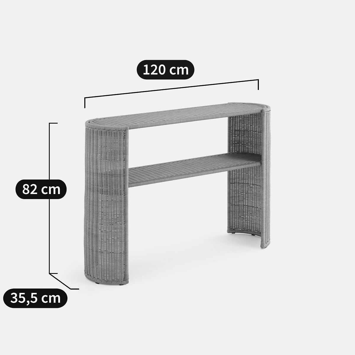 Wandtafel van gevlochten rotan, met twee bladen, JOEMA naturel rotan, LA REDOUTE INTERIEURS