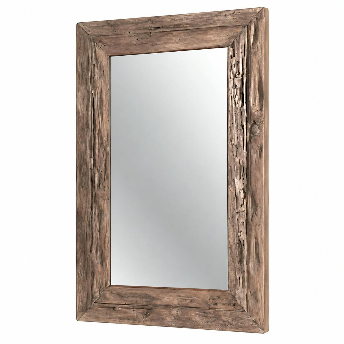 Miroir rectangulaire avec cadre bois recyclé 120 cm DEPOK bois naturel, PIER IMPORT