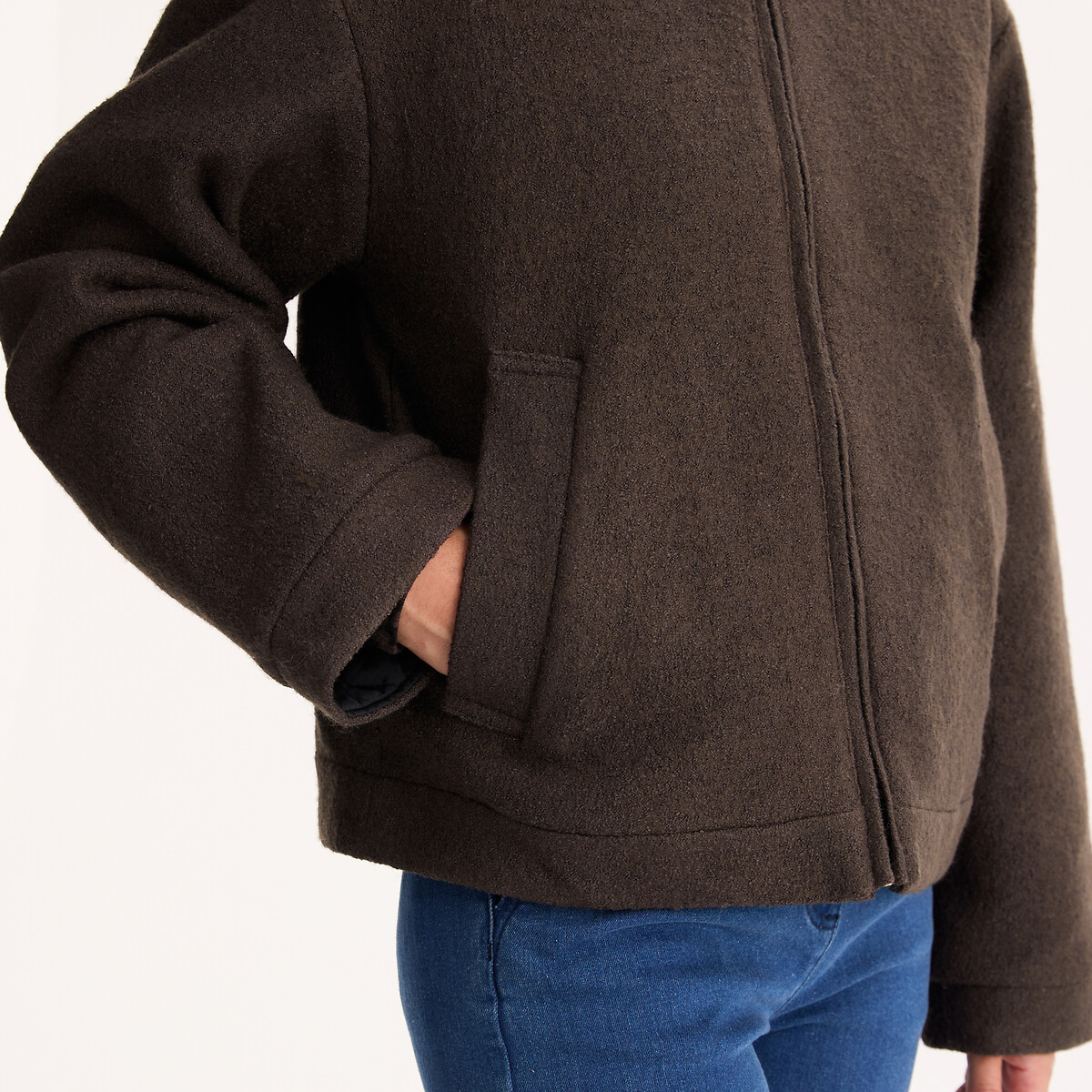 Piumino corto reversibile, con zip talpa chiné, ANNE WEYBURN