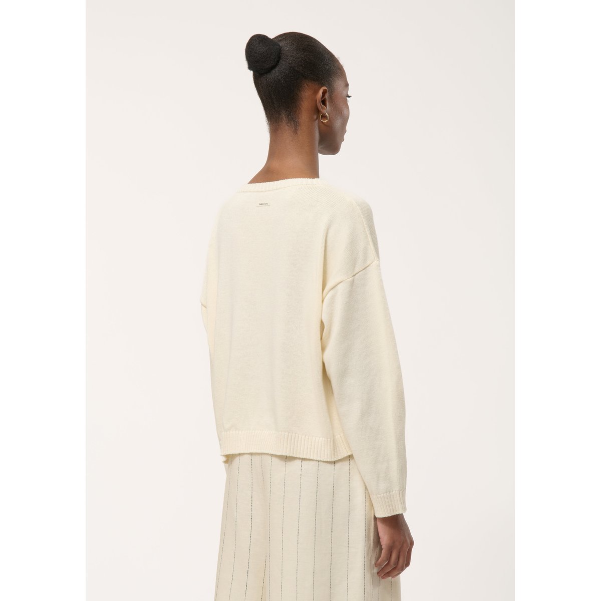 Pull oversize à motif floral off white/noir, HUMILITY