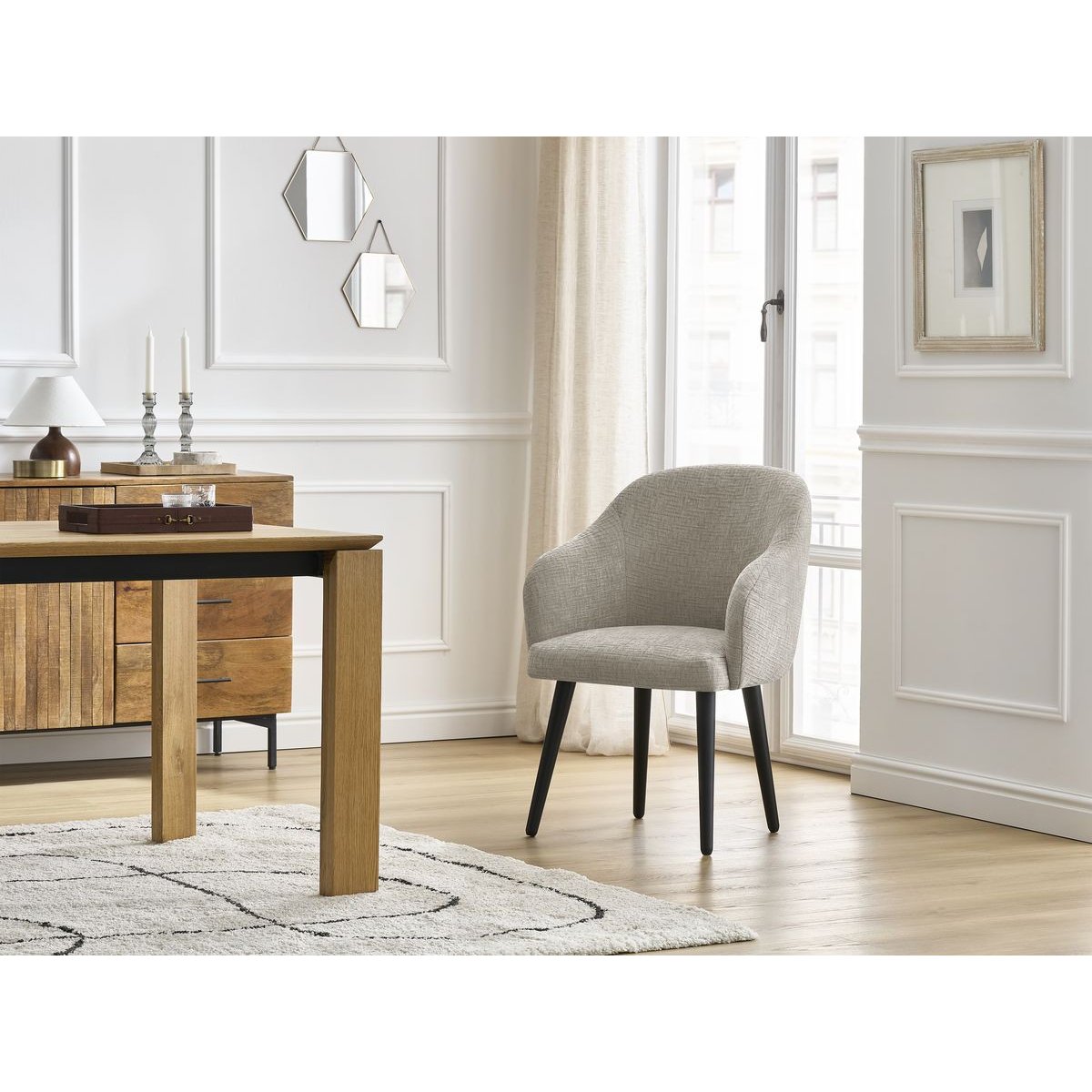 Lot de 4 chaises tissu texturé, SOPHIE multicolore, BOBOCHIC