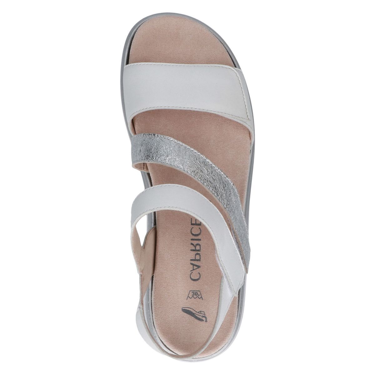 Sandale en cuir blanc combiné, CAPRICE