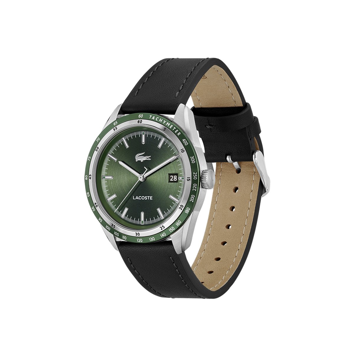 Montre Analogique  EVERETT argenté vert noir, LACOSTE