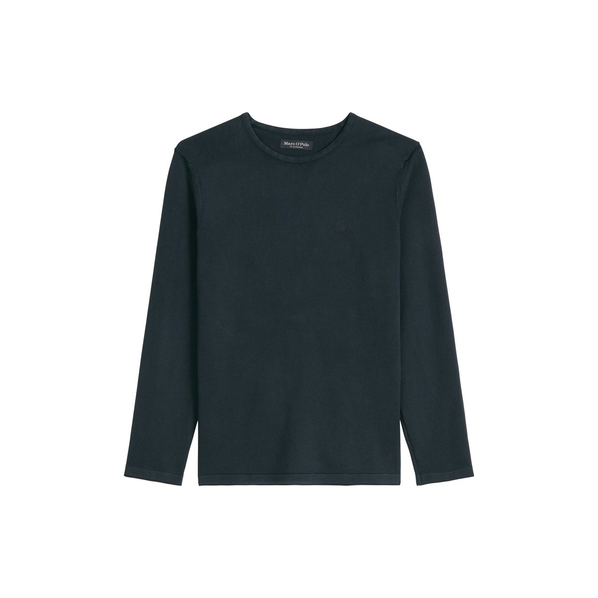 Pull-over en maille fine regular en coton biologique certifié bleu foncé, MARC O'POLO