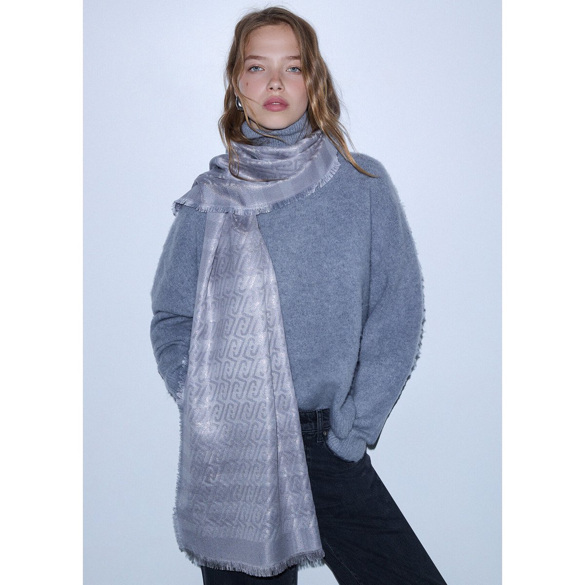 Étole Jacquard Monogramme gris, LIU JO
