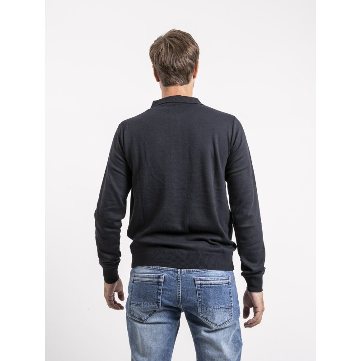 Pull Col Boutonné Larwing bleu marine, RITCHIE