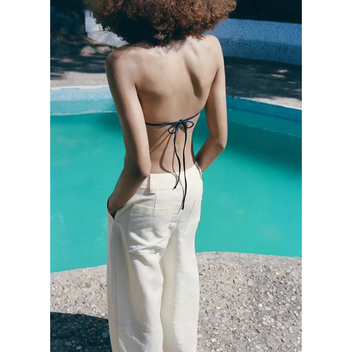 Pantalon balloon en lin écru, MANGO