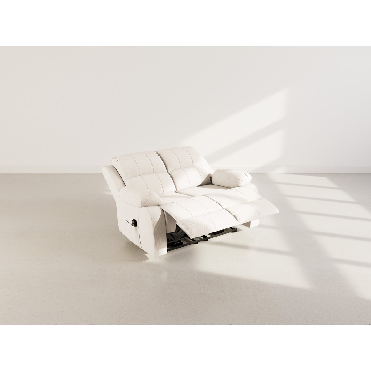 Canapé relax électrique velours côtelé 2pl, ARMAND beige, BEST MOBILIER