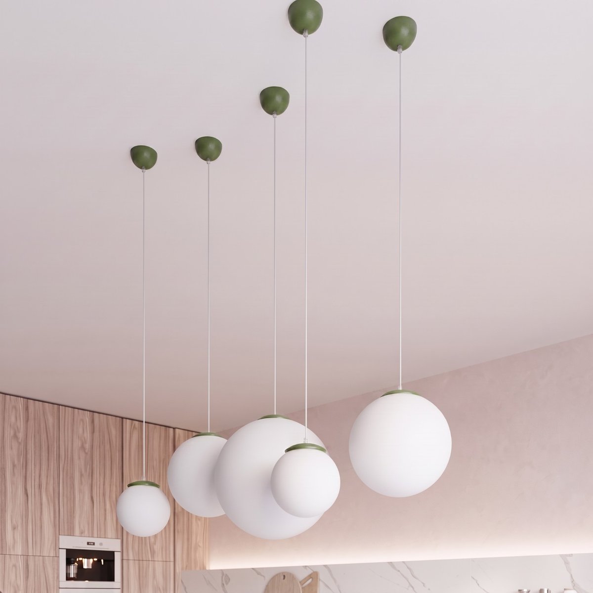 Suspension Acier Vert Olive E27 1 Ugo vert olive, EDEN