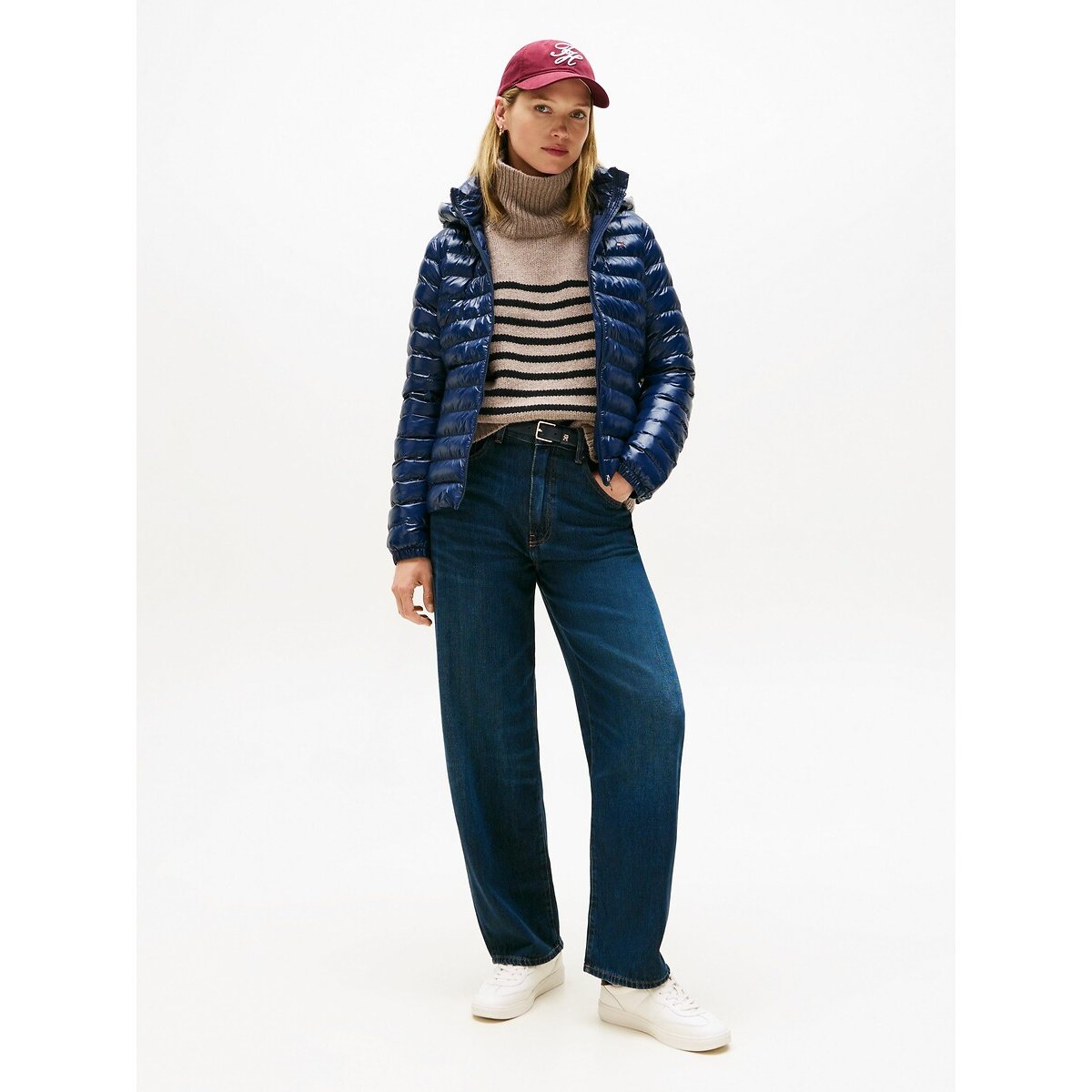 Doudoune courte à capuche, manches longues bleu, TOMMY HILFIGER