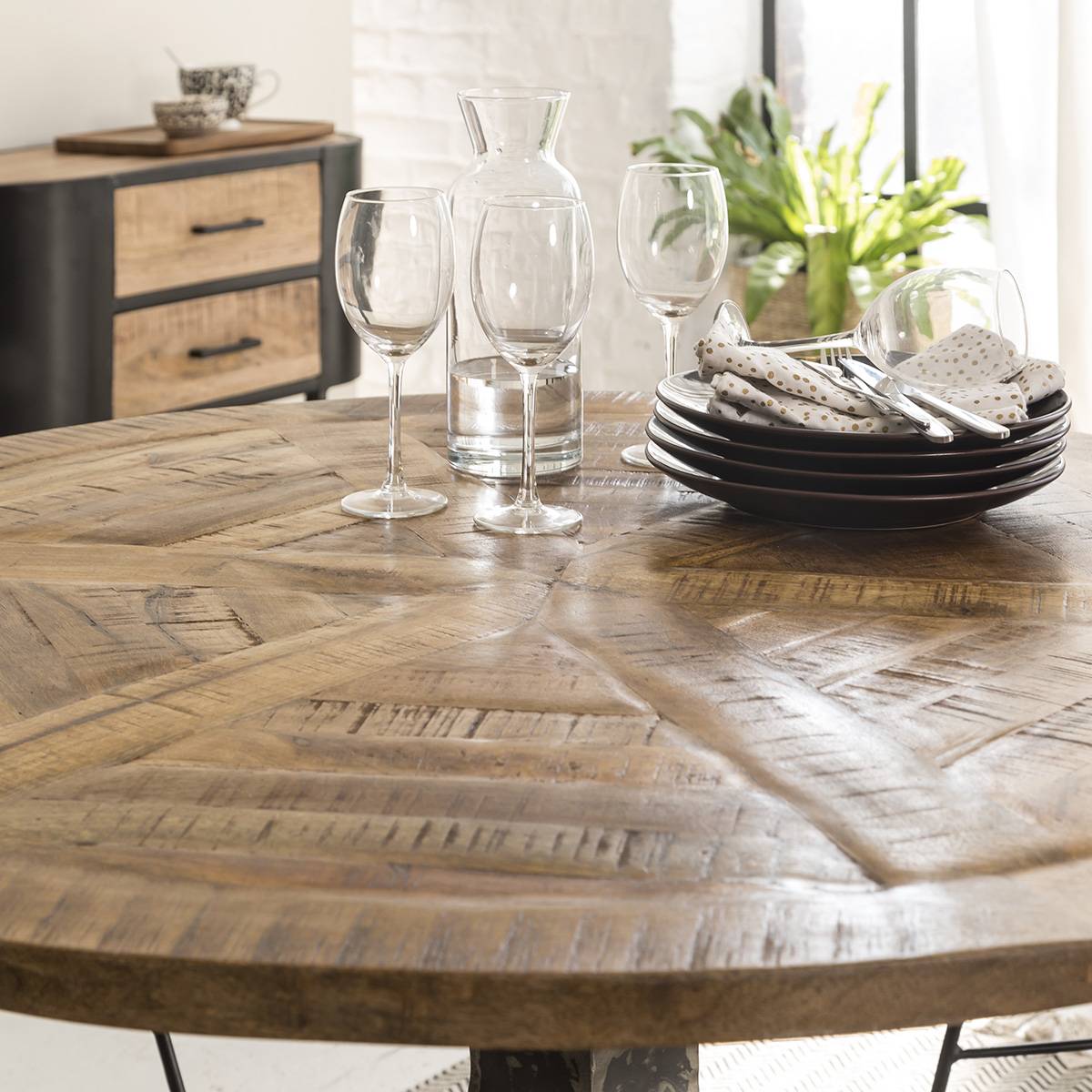 Table à manger en bois de manguier VITTO bois clair, MADE IN MEUBLES 