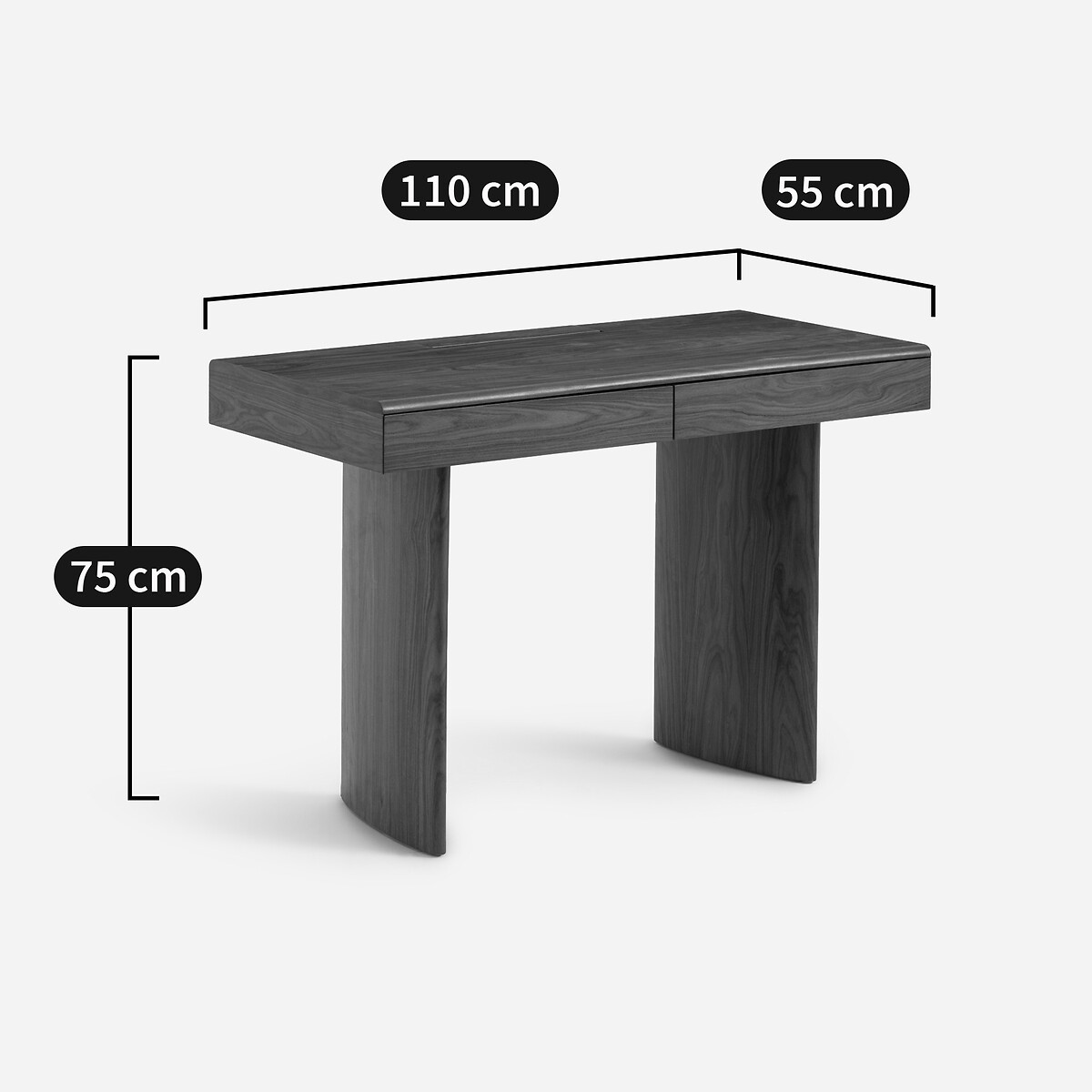 Bureau en MDF plaqué palissandre, 2 tiroirs, LEVENOR palissandre, AM.PM