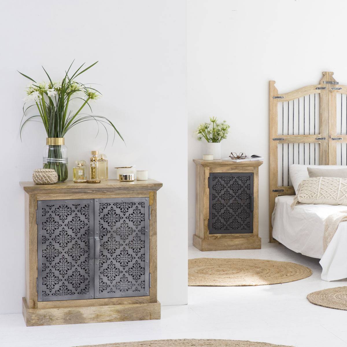 Buffet en bois de manguier SAHARA gris, MADE IN MEUBLES