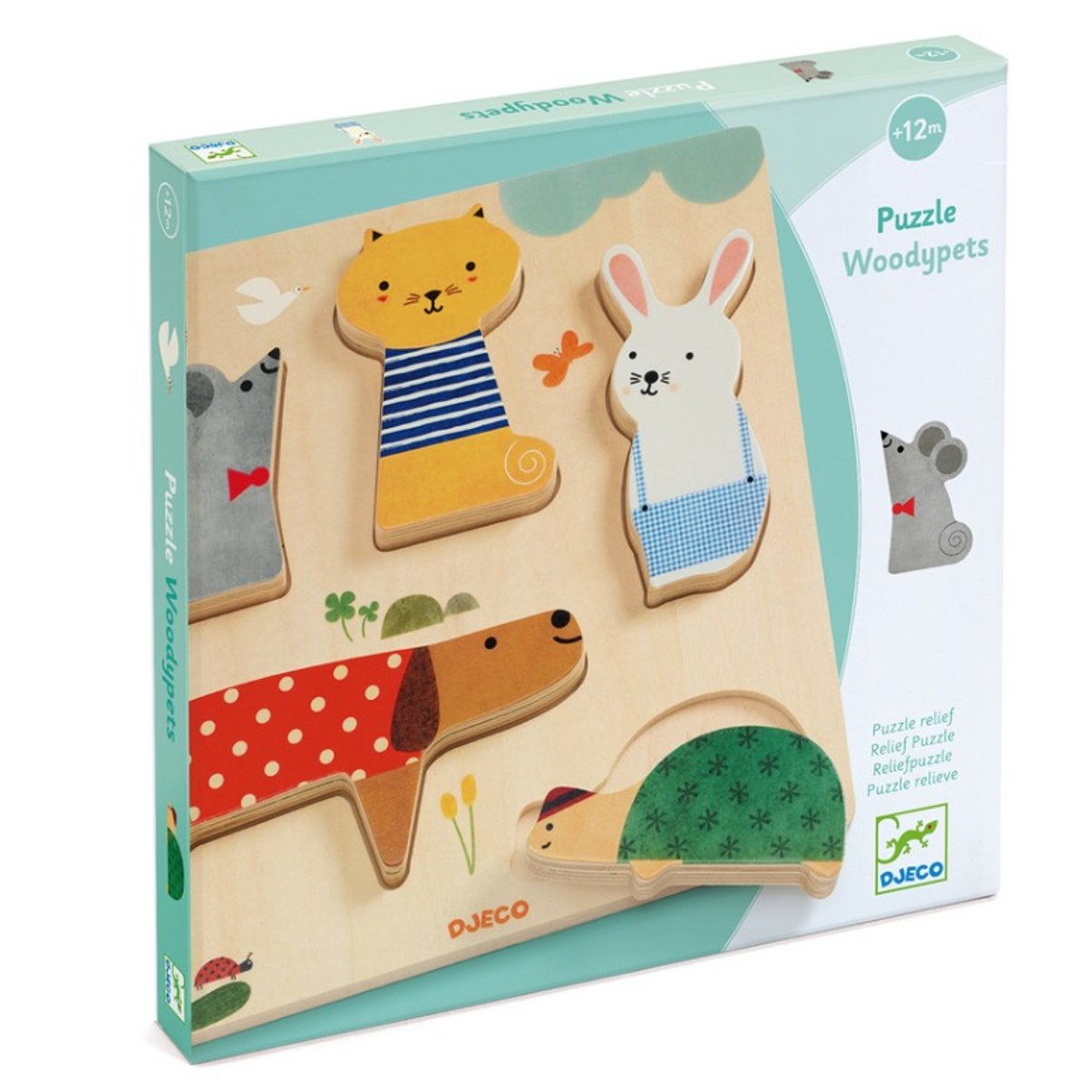 Puzzle relief Woodypets multicolore, DJECO