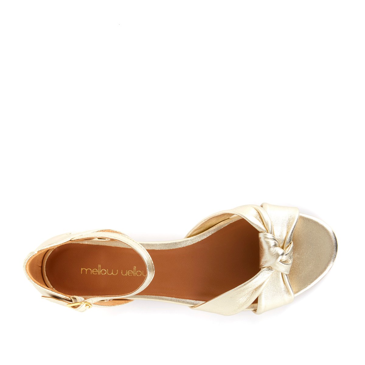 Sandale Plate en cuir BETINA platine, MELLOW YELLOW