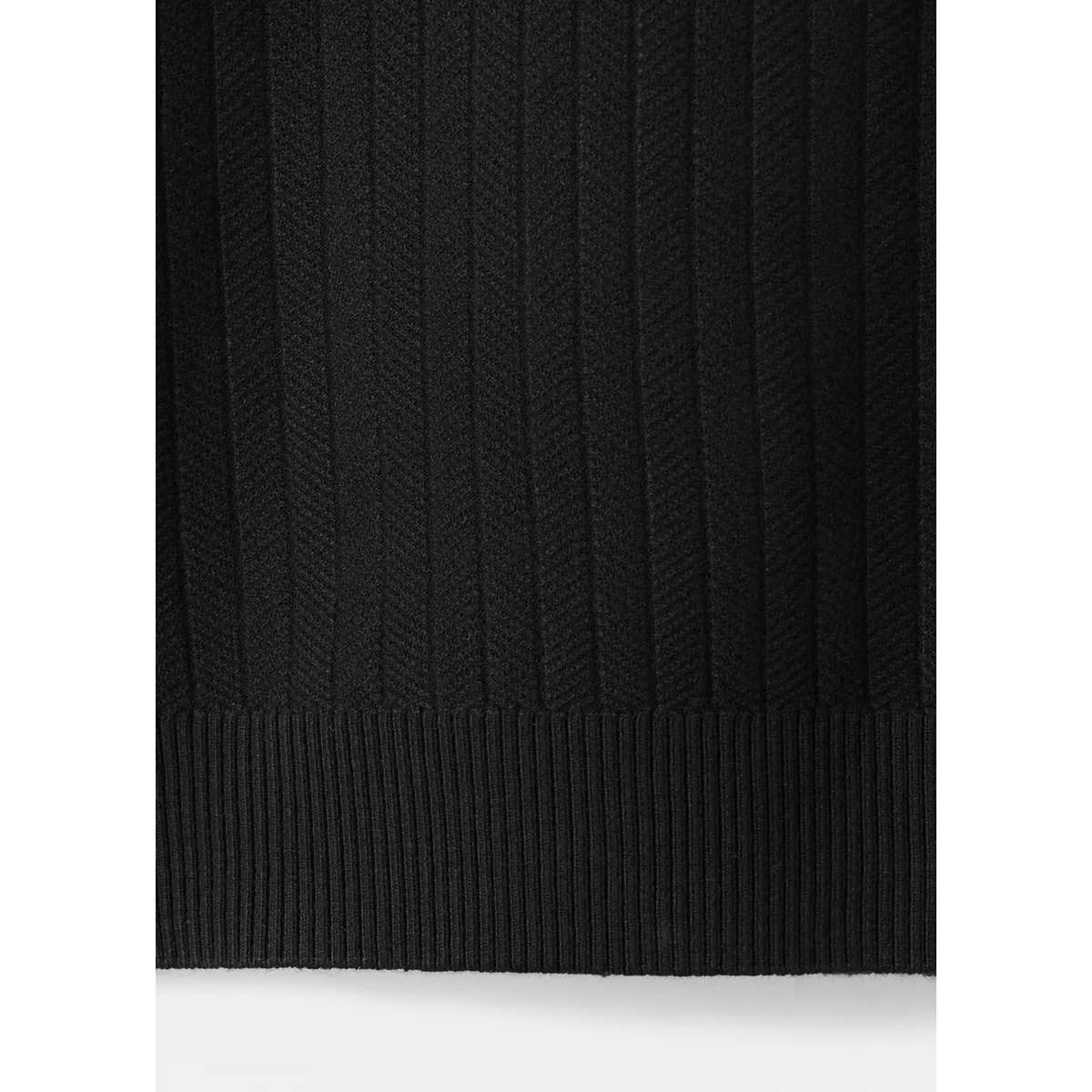 Polo maille fine côtelée noir, MANGO MAN