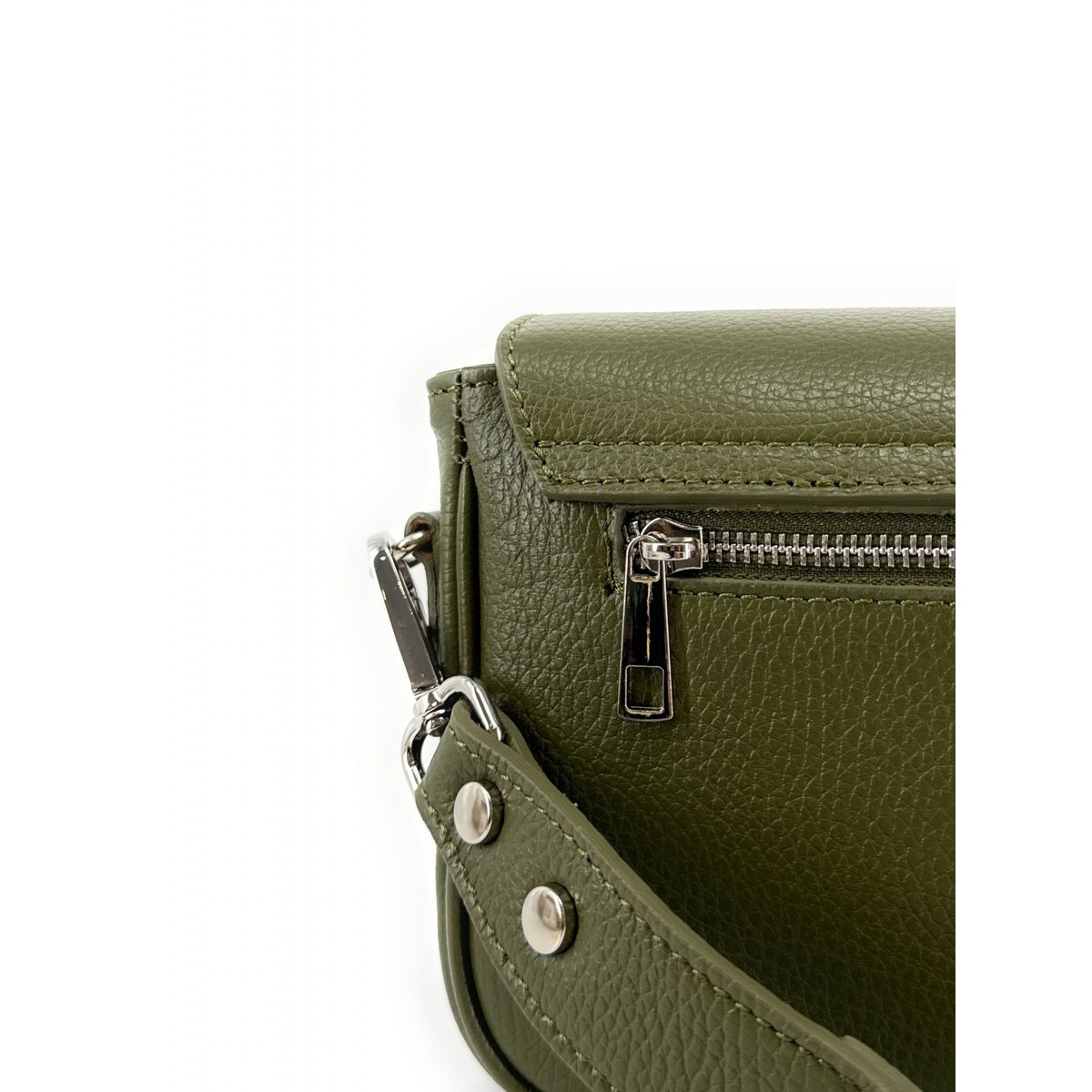 Sac à main en cuir grainé BAGGY kaki, OH MY BAG