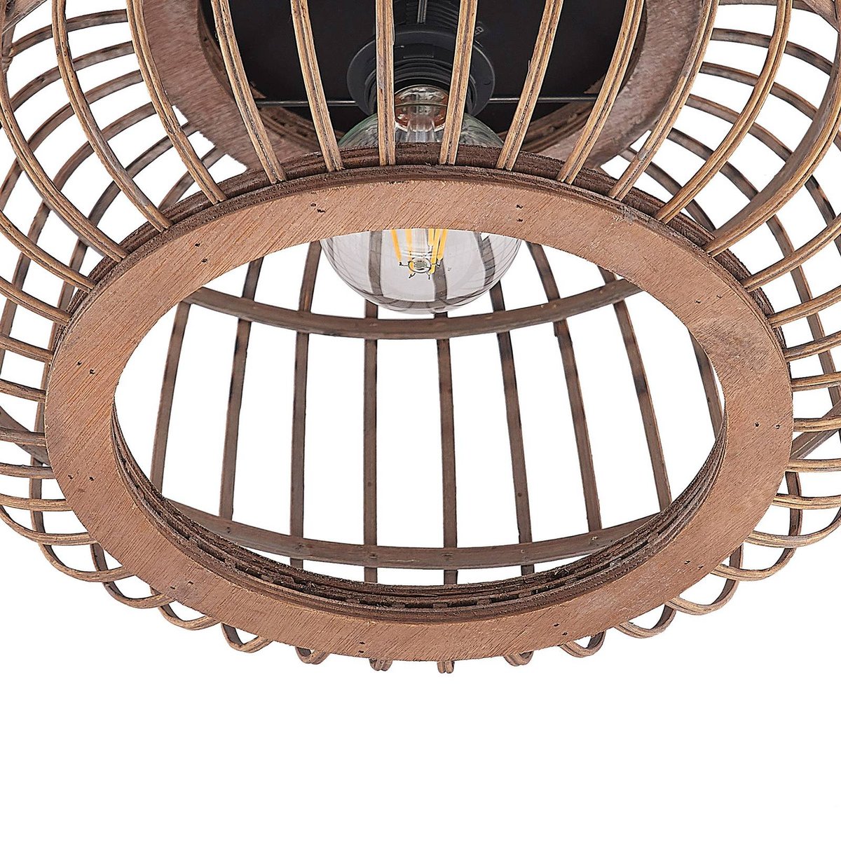 Plafonnier en bois scandinave, Bominio noir mat, bois clair, LINDBY