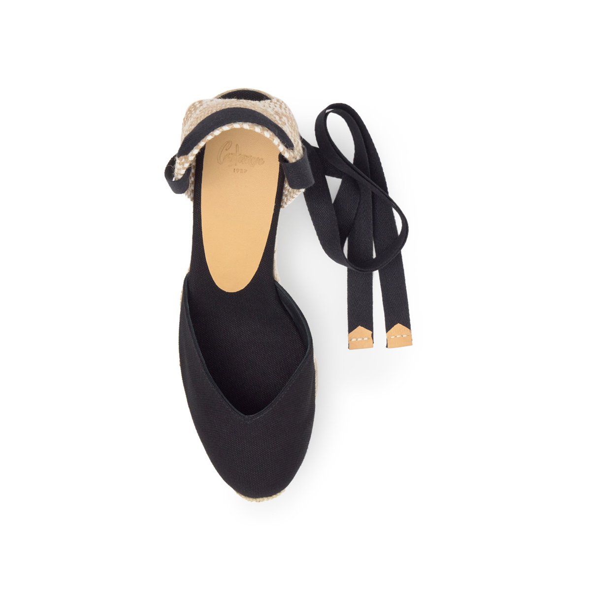 Espadrilles compensées en jute tressée à découpe en V CHIARA LIGHT PLATFORM noir, CASTANER