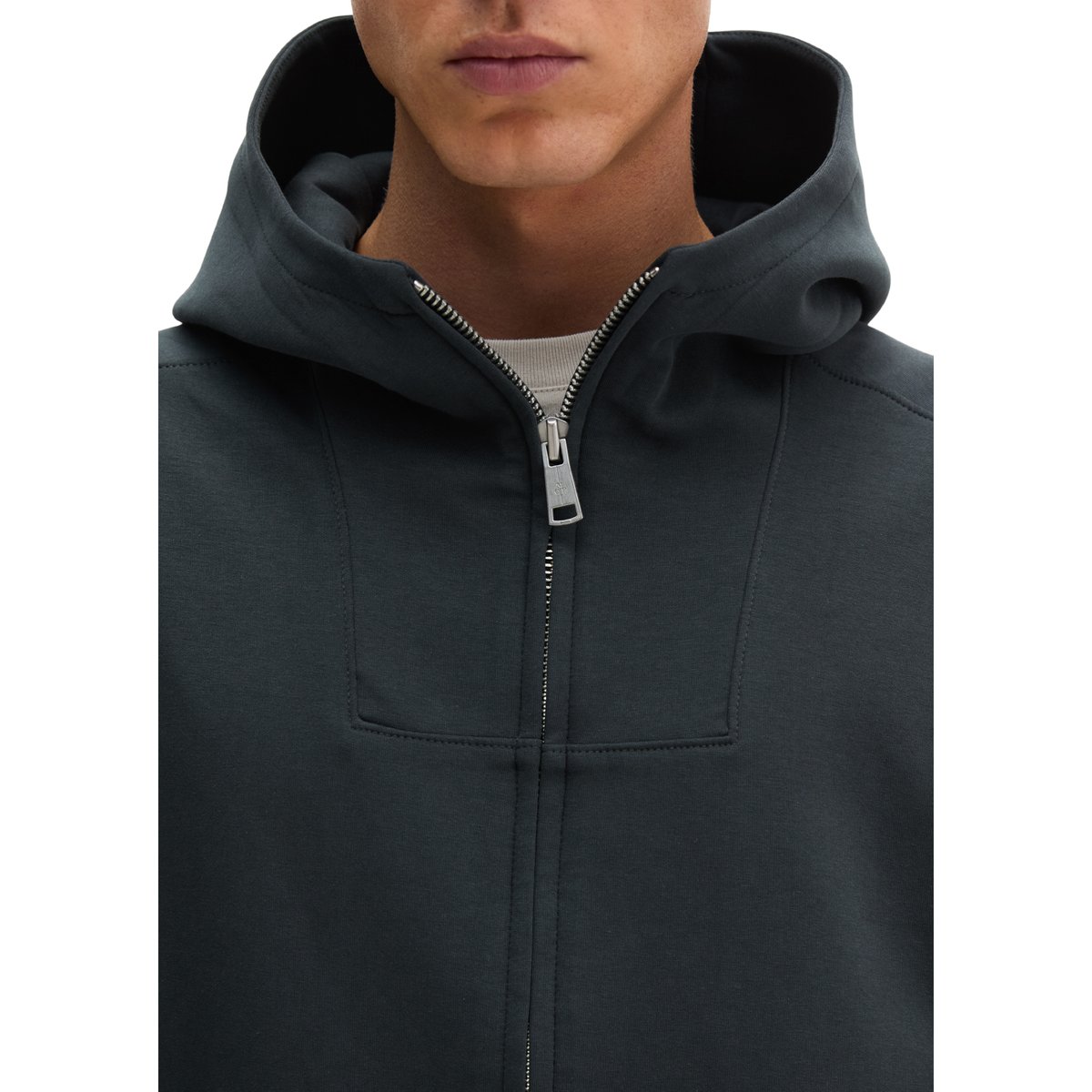 Veste à capuche coupe classique en molleton Scuba Interlock haut de gamme bleu, MARC O'POLO