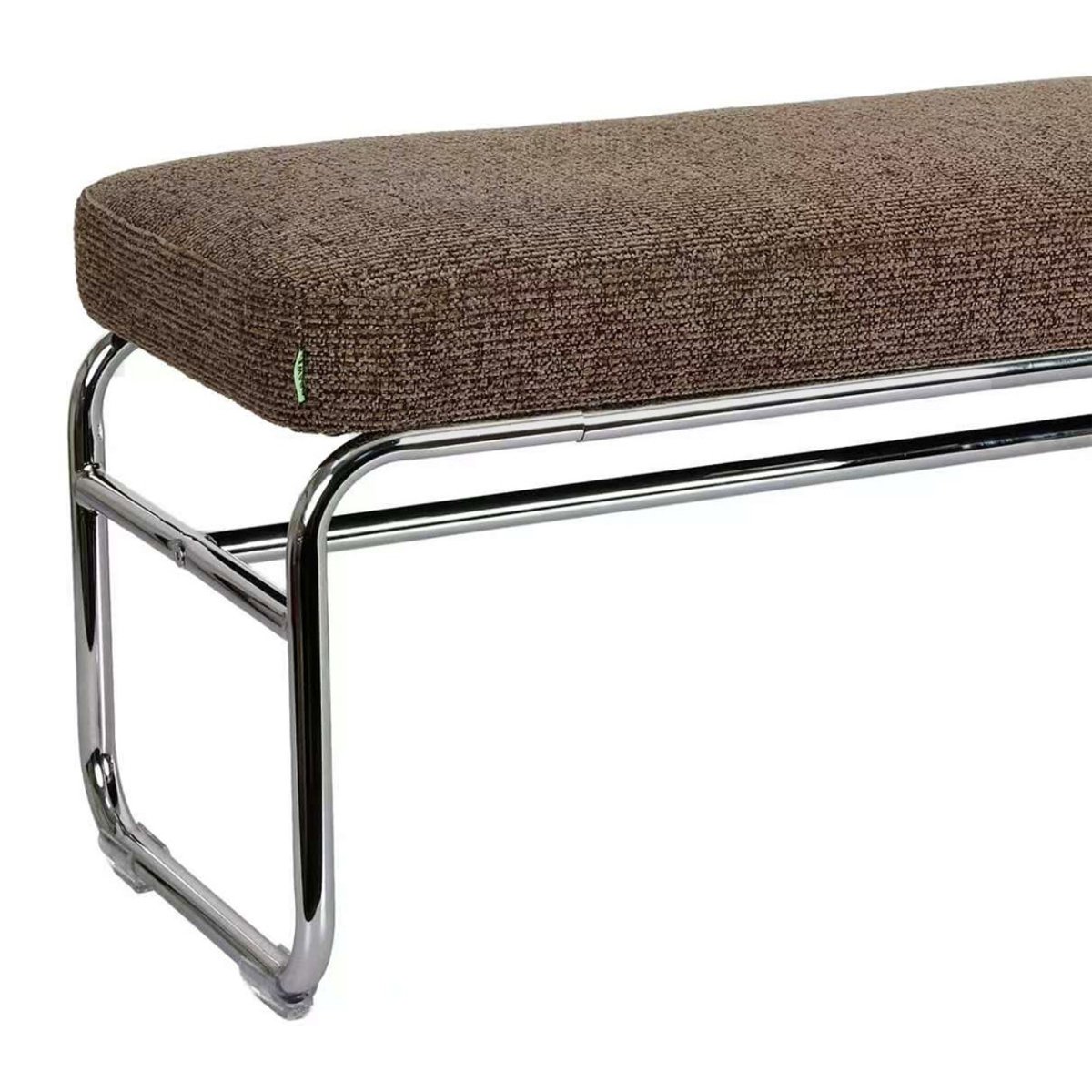 Banc en tissu pieds chrome L120cm- HENRI marron, DRAWER