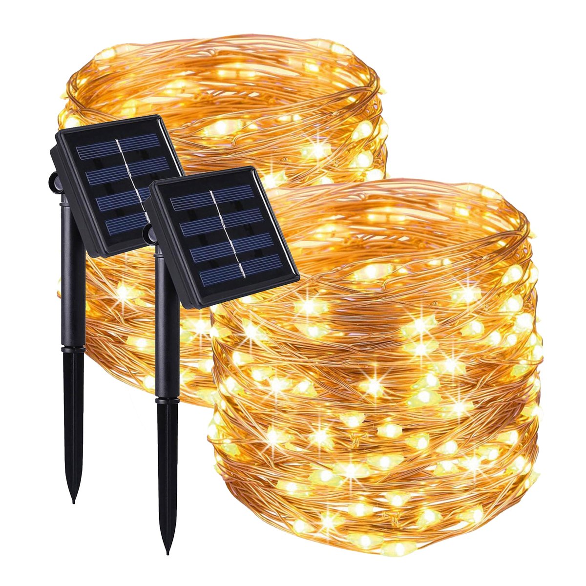 Lot de 2 Guirlandes solaires 2x SKINNY SOLAR 100 cuivre, LUMISKY