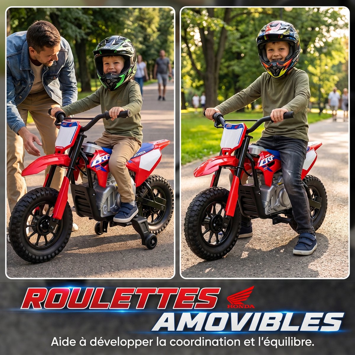 Moto électrique à conducteur assis Acier rouge et bleu, AIYAPLAY