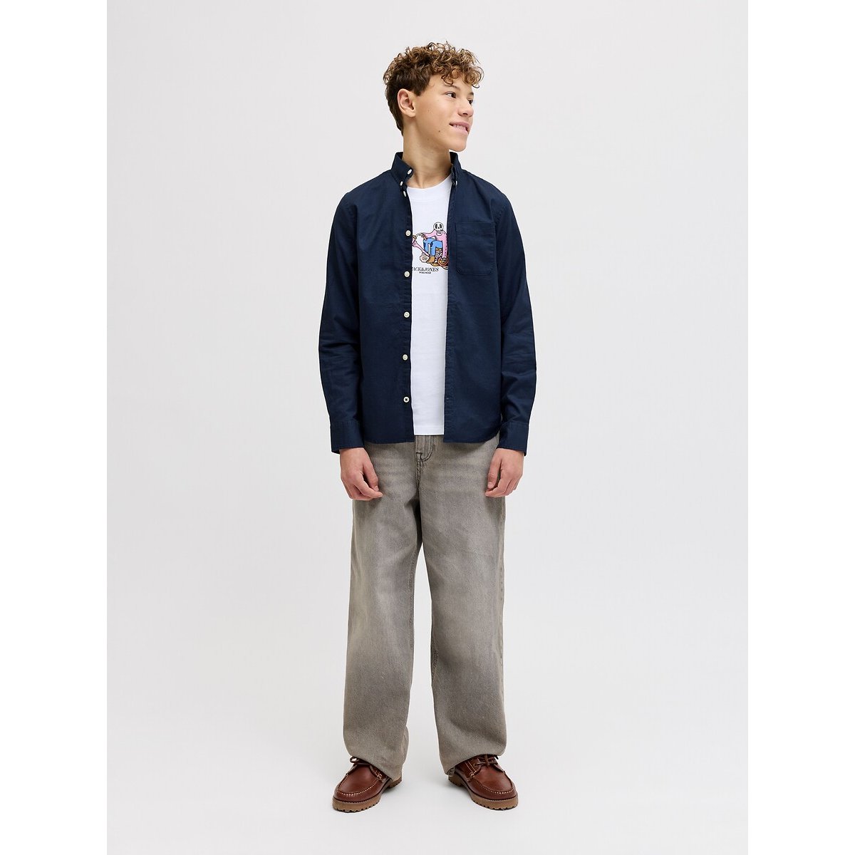 T-shirt met korte mouwen, skeletmotief wit, JACK & JONES JUNIOR