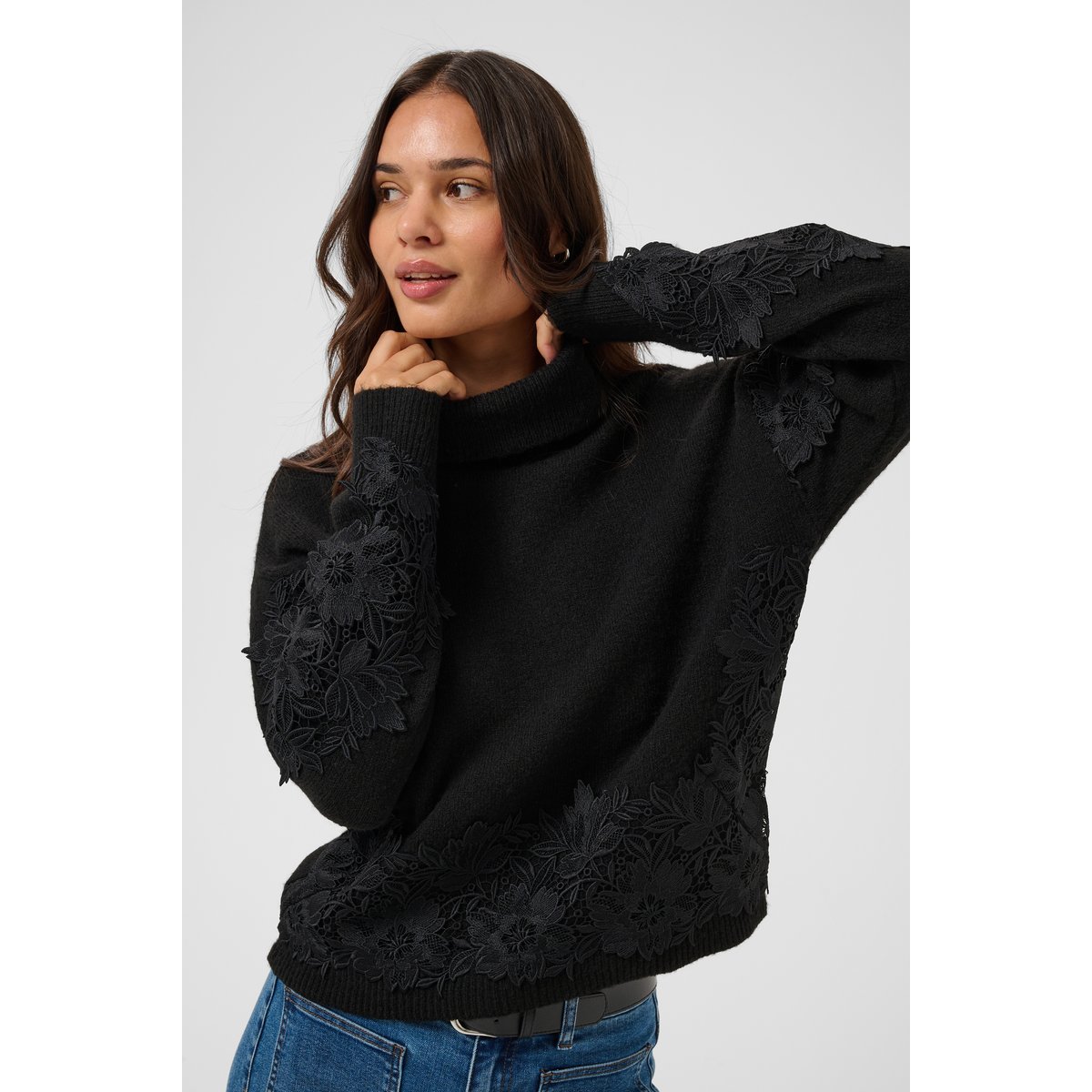 Col roulé noir black, KAFFE
