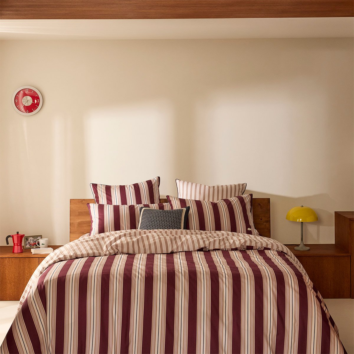 Taie d'oreiller en percale de coton, L COTTAGE rouge, LACOSTE HOME