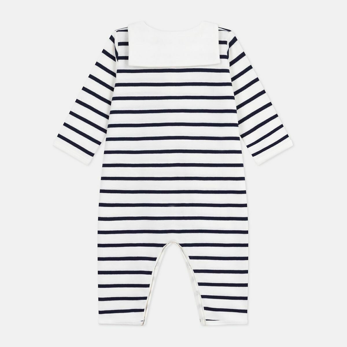Pyjama en coton, sans pied, imprimé rayures rayé bleu, PETIT BATEAU