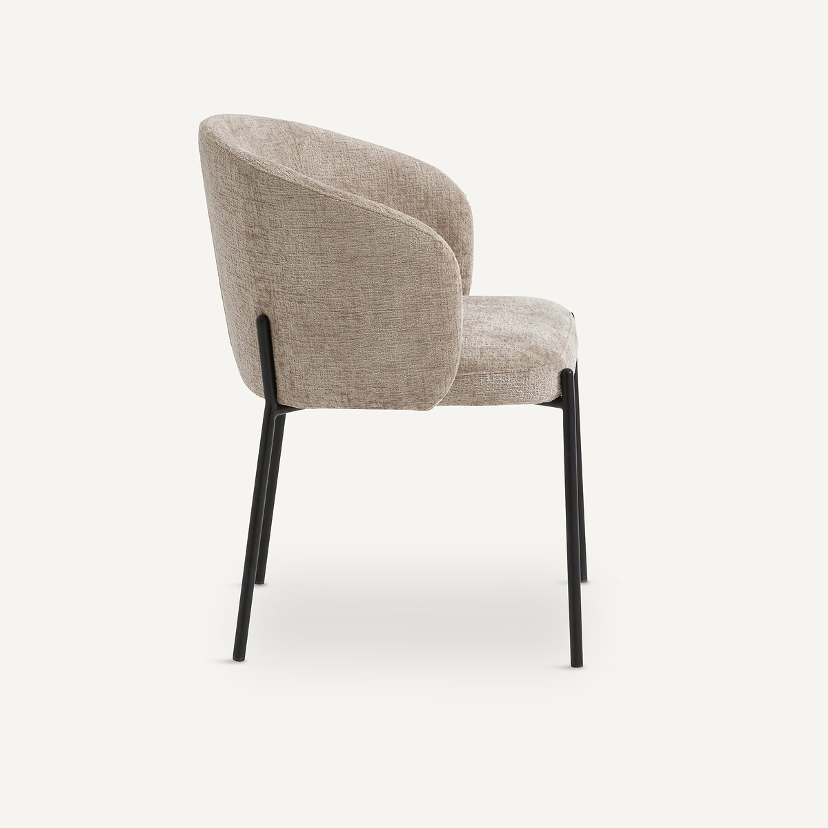 Fauteuil de table velours chenille, Kinna vison, AM.PM