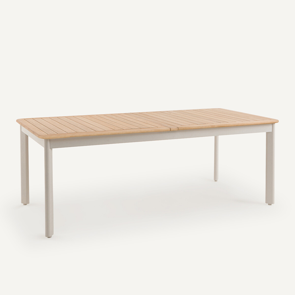 Mesa de jardín extensible, aluminio y teca, Isabbo blanco, AM.PM