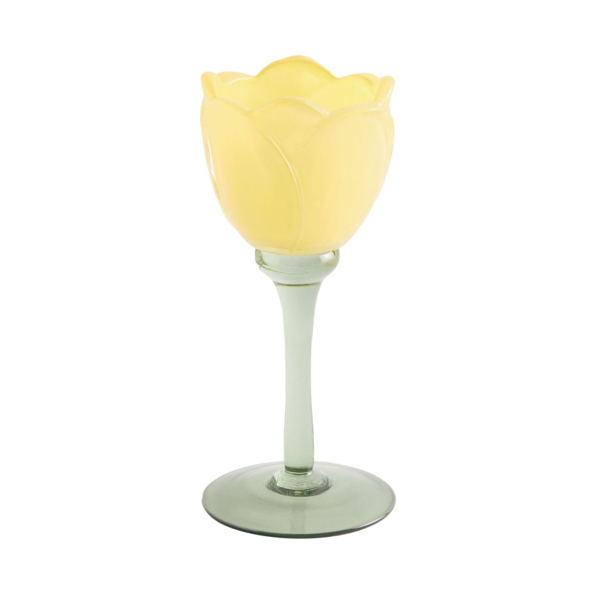 Porte-bougie chauffe-plat fleur en verre jaune, NEXT