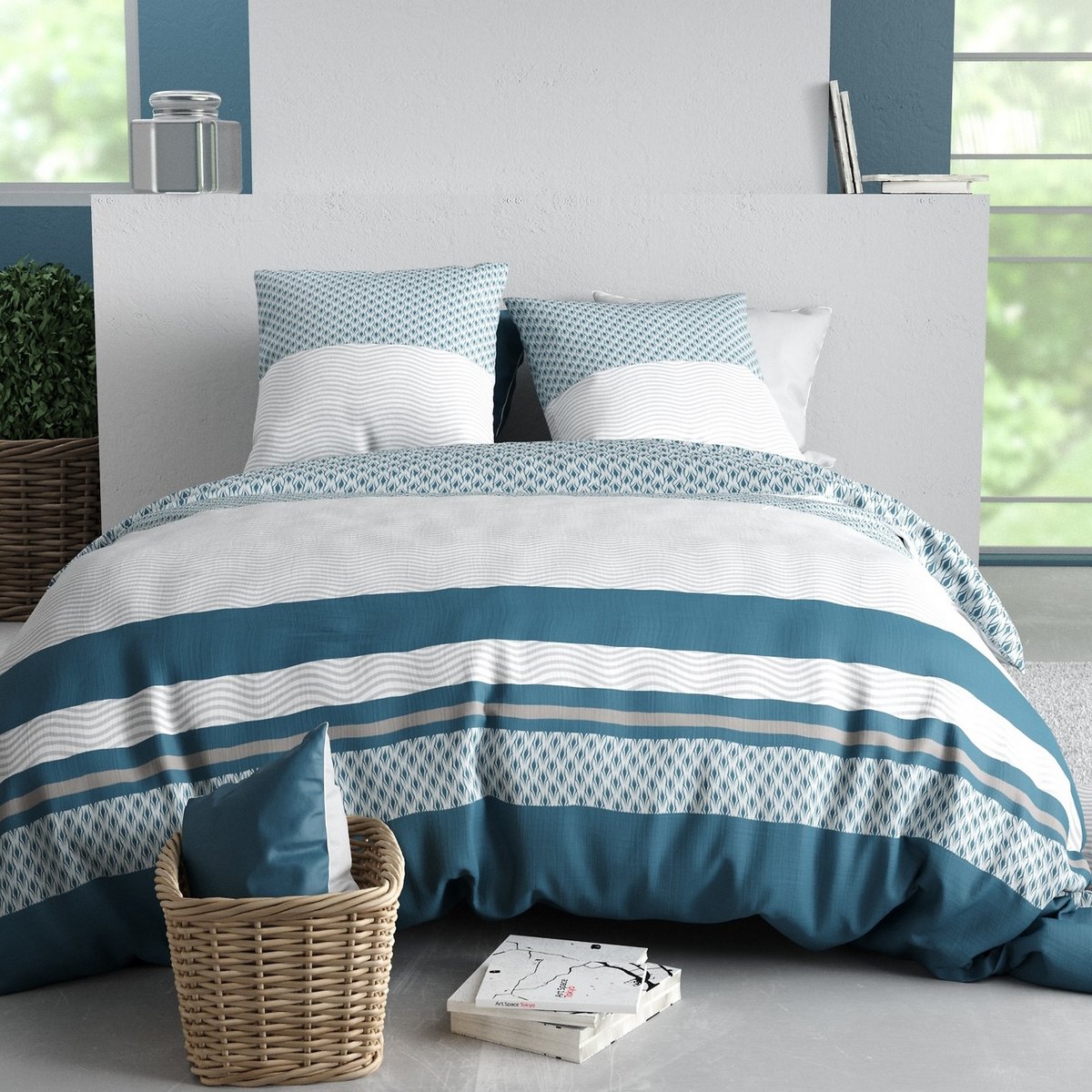 Parure de lit - Housse de couette coton 57 fils multicolore, EDEN