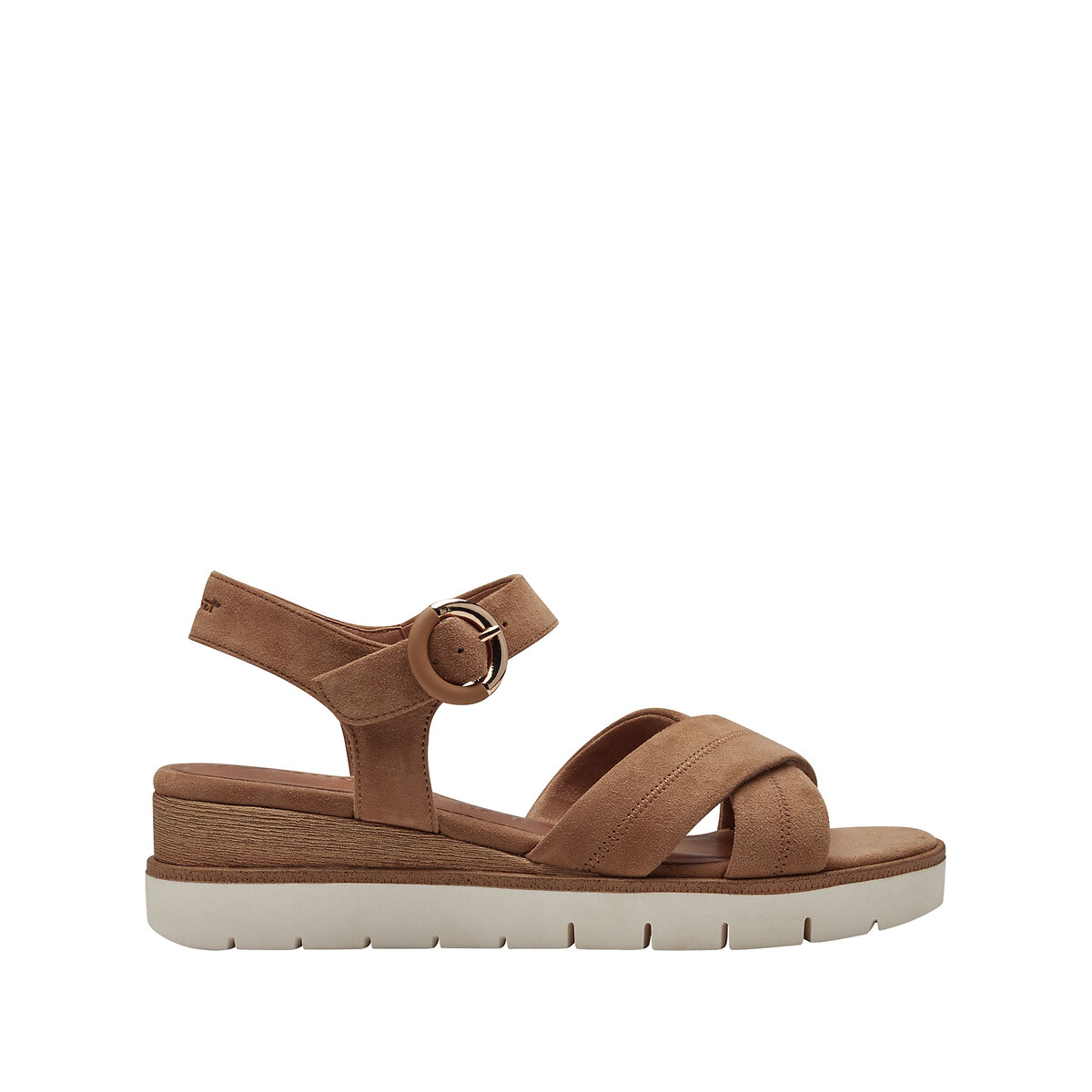 Sandale a talon en cuir marron cognac Tamaris La Redoute